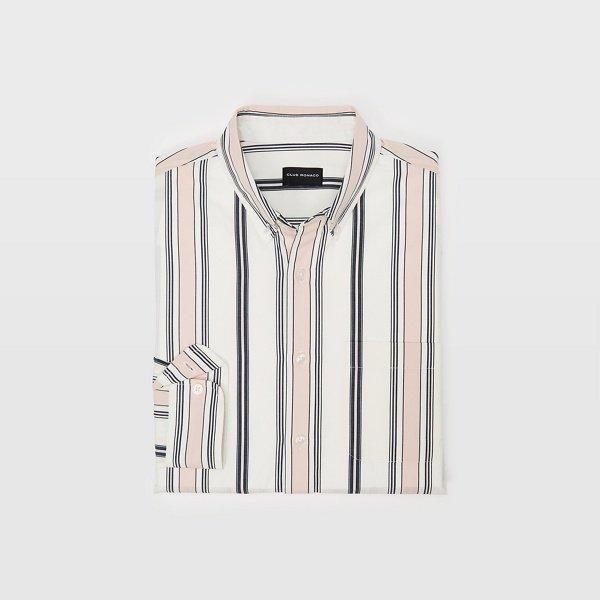Club Monaco White Multi Slim Multi Stripe Shirt