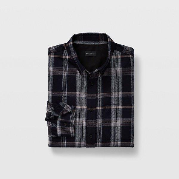 Club Monaco Eclipse/porter Blue/multi Slim Tonal Plaid Shirt