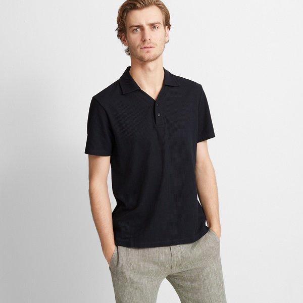 Club Monaco Black Split Neck Polo