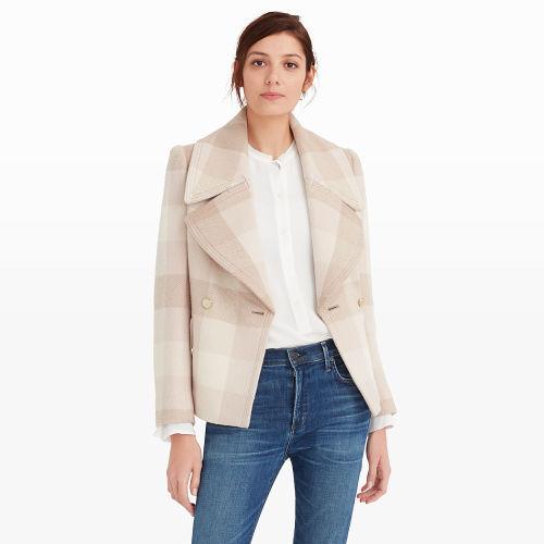 Club Monaco Color Caramel Plaid Tan Multi Kalani Coat