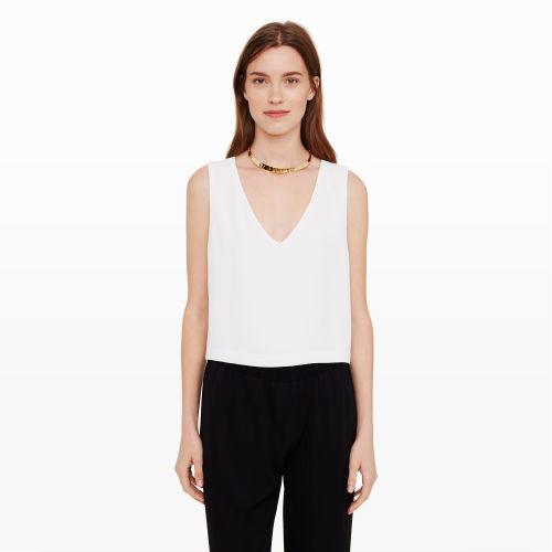 Club Monaco Color White Kayce Ribbed Crop Top