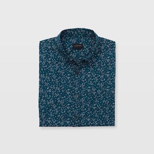 Club Monaco Color Green Slim Short-sleeve Star Shirt