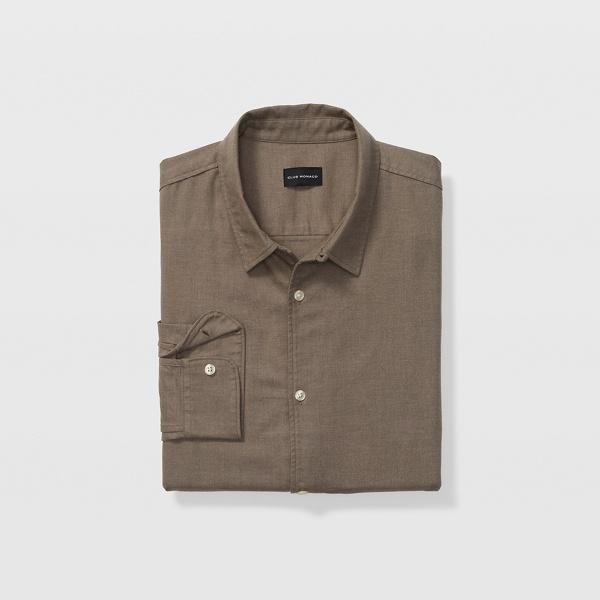 Club Monaco Fossil Beige Loop Collar Texture Shirt