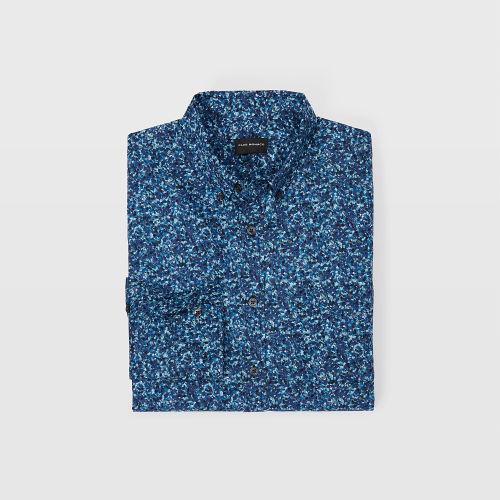 Club Monaco Color Blue Slim Brushed Dot Shirt