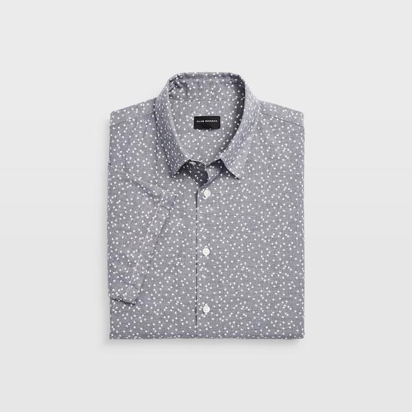 Club Monaco Navy Slim Short-sleeve Agave Shirt