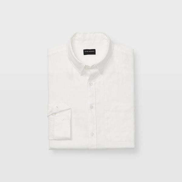 Club Monaco White Slim Linen Shirt