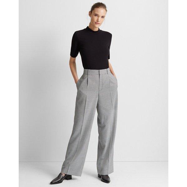 Club Monaco Black Microcheck Wide-leg Pant
