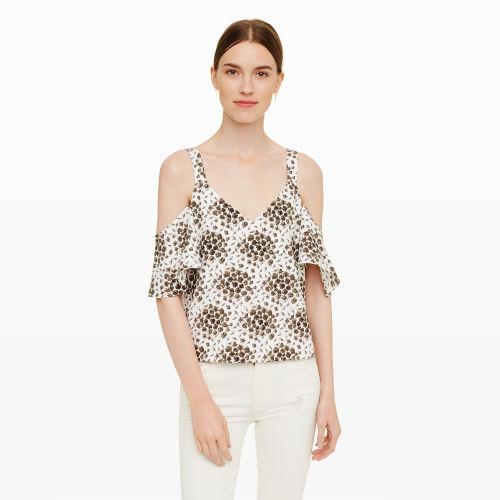 Club Monaco Color Surplus Green Beuio Cold-shoulder Top