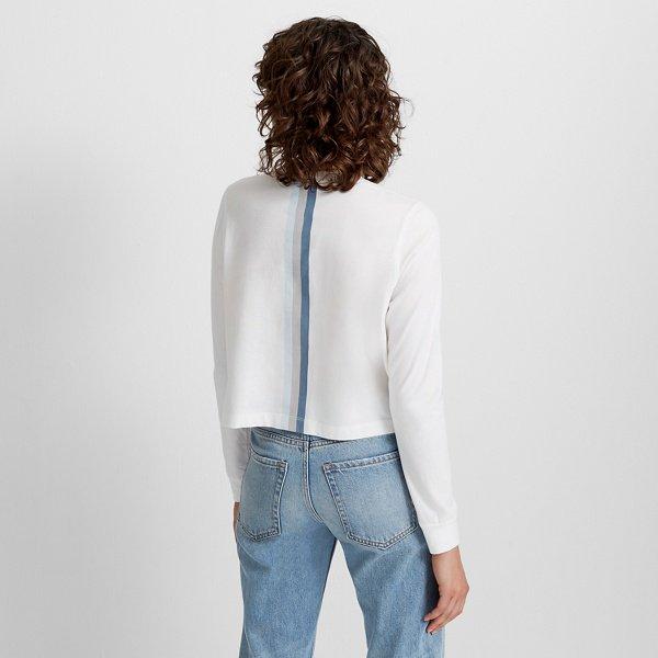 Club Monaco White Stripe-back Tee