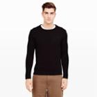 Club Monaco Color Black Linen Roll-neck Crew