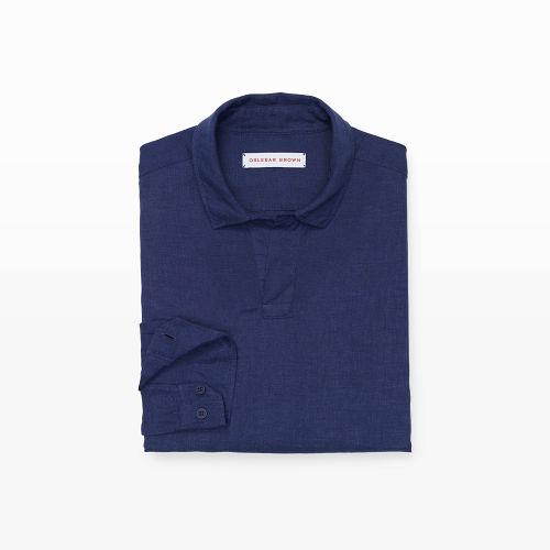 Club Monaco Color Blue Orlebar Brown Linen Shirt