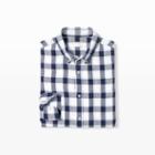 Club Monaco Color Blue Slim Linen Check Shirt
