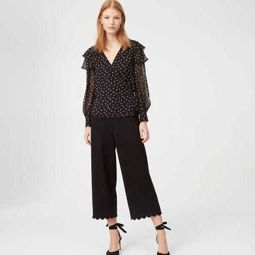 Club Monaco Color Soot Black Multi Strils Silk Wrap Top