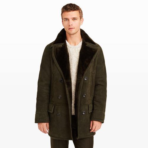 Club Monaco Color Green Shearling Coat