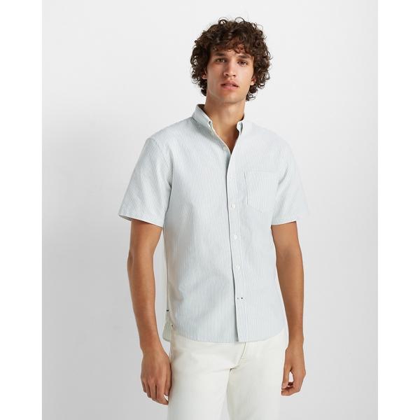 Club Monaco Short Sleeve Striped Oxford