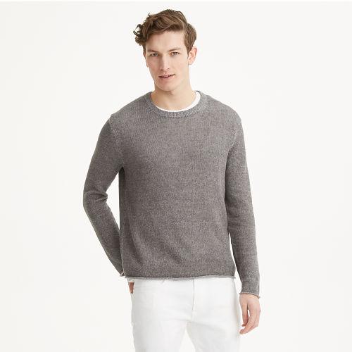 Club Monaco Color Grey Plaited Linen Crew Sweater
