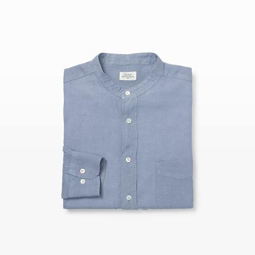 Club Monaco Color Blue Hartford Band Collar Shirt