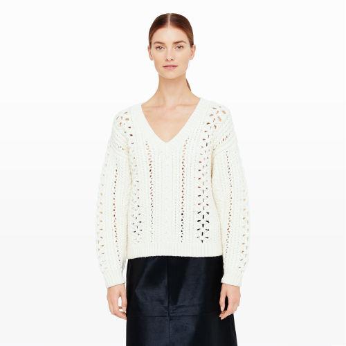 Club Monaco Color White Maritza Open-knit Sweater In Size Xs