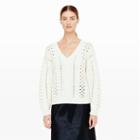 Club Monaco Color White Maritza Open-knit Sweater In Size Xs