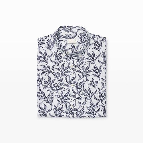 Club Monaco Color Blue Slim Short-sleeve Leaf Shirt