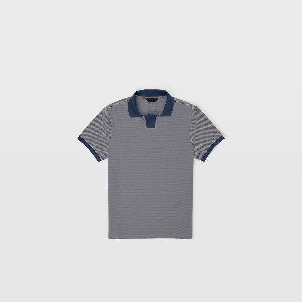 Club Monaco Marfa Blue Johnny Collar Striped Polo