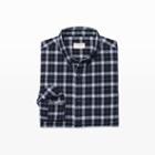 Club Monaco Color Navy Slim Plaid Flannel Shirt