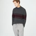 Club Monaco Color Grey Felted Stripe Mockneck Sweater