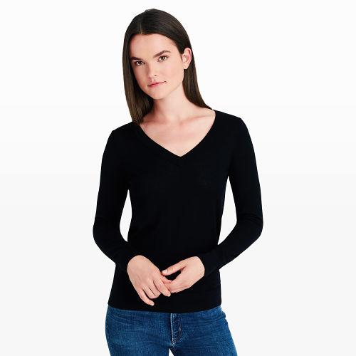 Club Monaco Color Black Agnes V-neck Merino Sweater