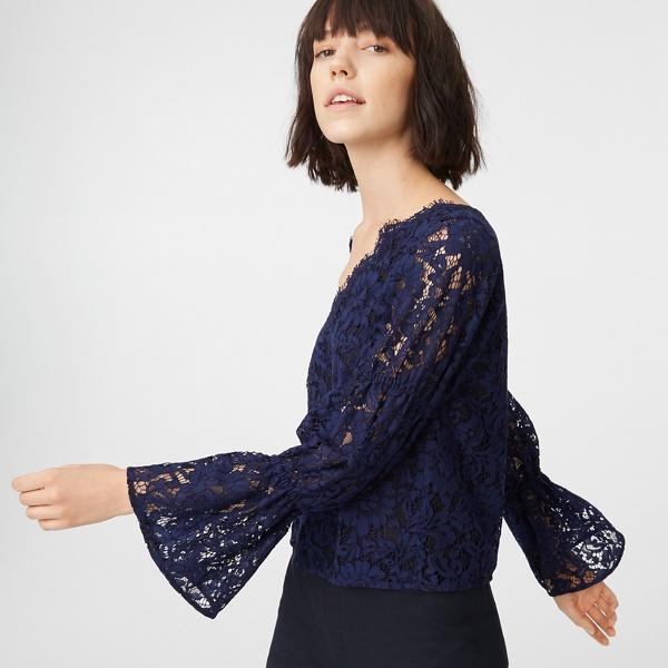 Club Monaco Navy Jarne Lace Top