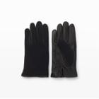 Club Monaco Color Black Half-knit Leather Glove