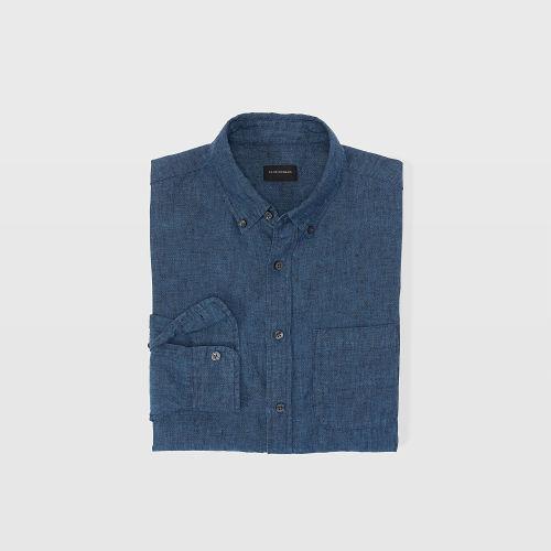 Club Monaco Color Blue Slim Cross-dye Linen Shirt