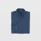 Club Monaco Color Blue Slim Cross-dye Linen Shirt