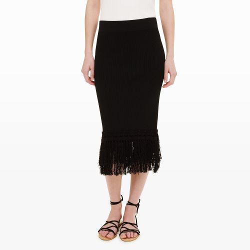 Club Monaco Color Black Filina Fringe Sweater Skirt