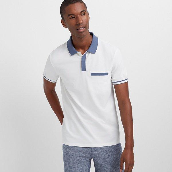 Club Monaco Blanc De Blanc Welt Pocket Polo