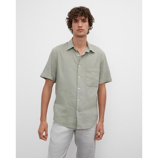 Club Monaco Linen Blend Roll Sleeve Shirt