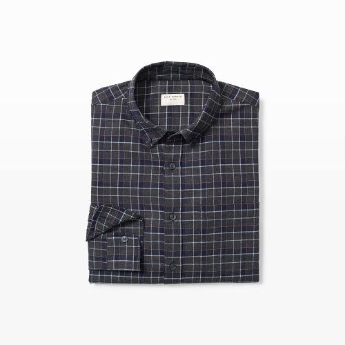 Club Monaco Color Grey Slim Plaid Flannel Shirt