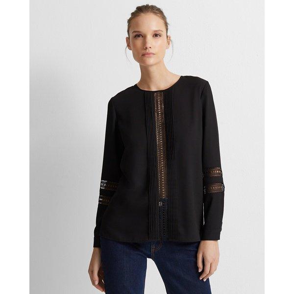 Club Monaco Black Lace Pintuck Top