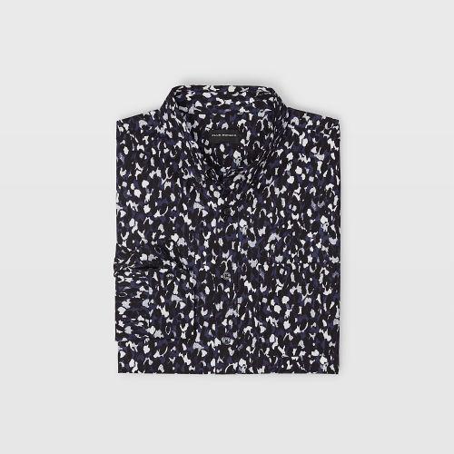 Club Monaco Color Blue Slim Abstract Cheetah Shirt