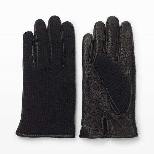 Club Monaco Color Black Half Knit Leather Glove In Size S