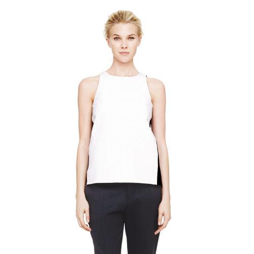 Club Monaco Color Black Leigh Leather & Silk Top