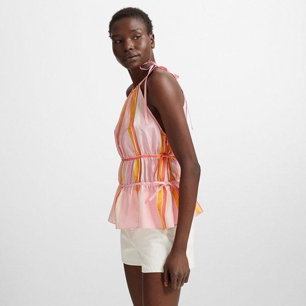 Club Monaco Pink Strp Priyah Silk Top
