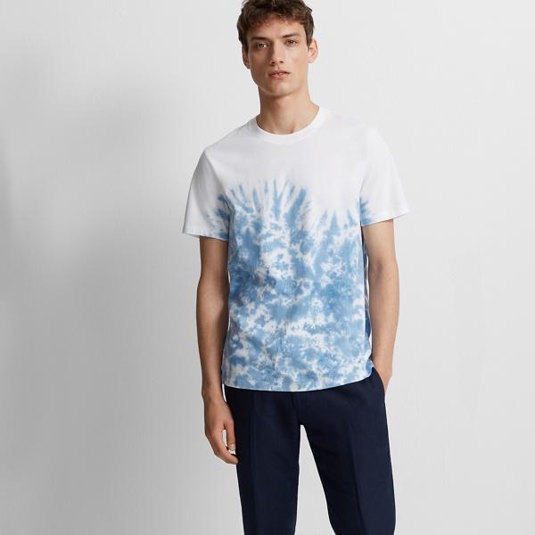 Club Monaco Lt Blue Short Sleeve Dip-dye Shirt
