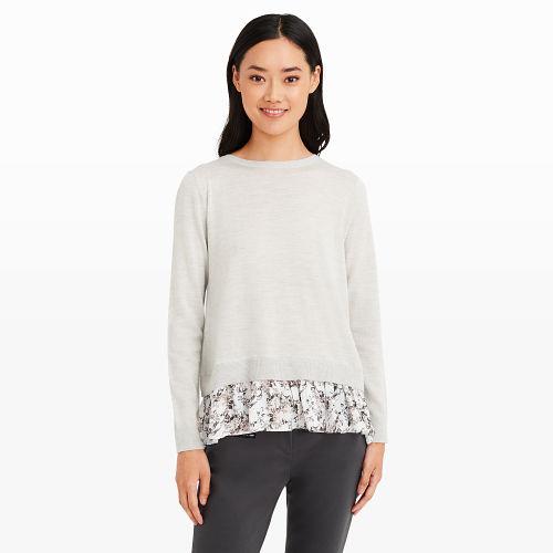 Club Monaco Color Grey Arlietta Mixed Crew Sweater