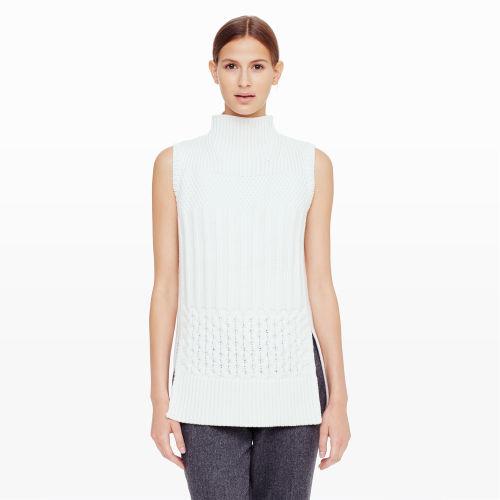 Club Monaco Color White Eloisa Mixed-stitch Sweater In Size L