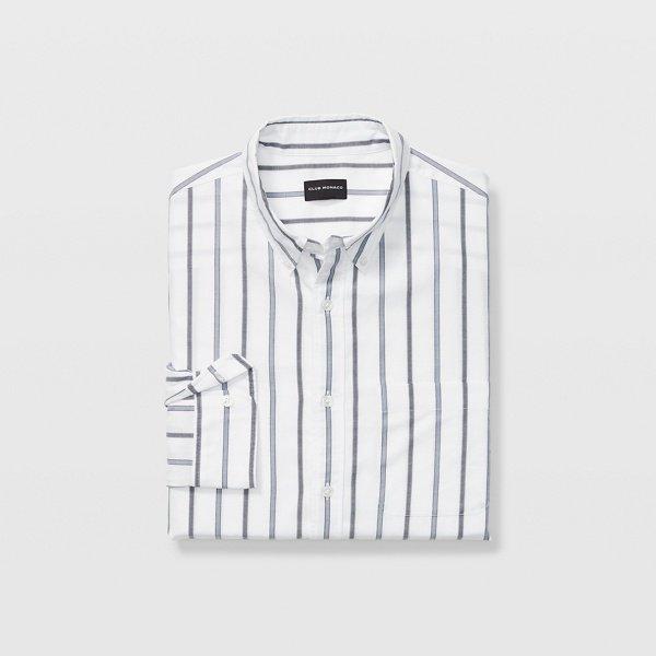 Club Monaco White Multi Slim Stripe Shirt