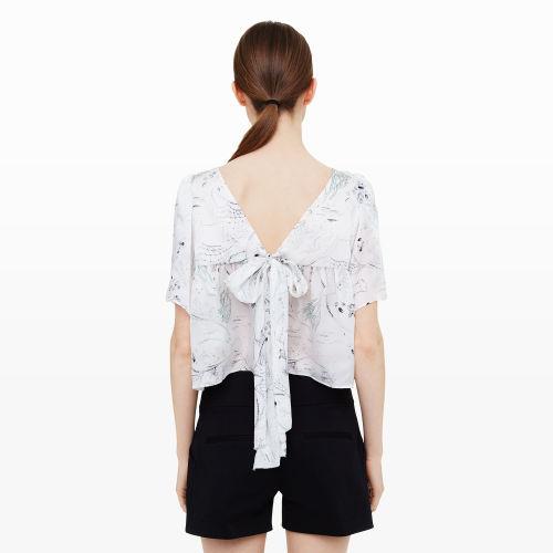 Club Monaco Color Ivory Rose Ahlam Ruffle Tie Top