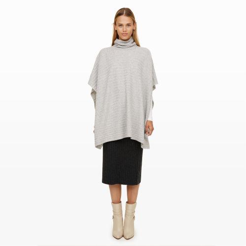 Ib Color Grey Keara Cashmere Ribbed Poncho