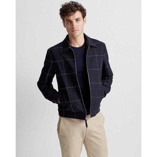 Club Monaco Navy Windowpane Shirt Jacket