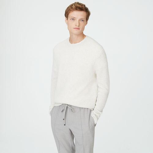 Club Monaco Color White Cashmere Twill Crew Sweater