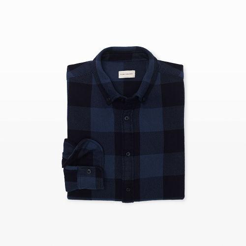 Club Monaco Color Navy Buffalo Check Shirt